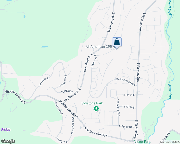 map of restaurants, bars, coffee shops, grocery stores, and more near 10801 176th Avenue East in Bonney Lake