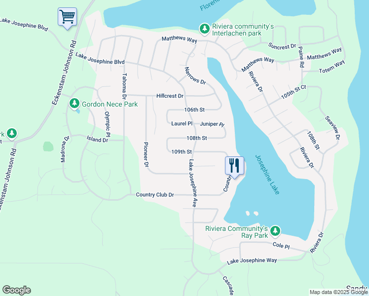 map of restaurants, bars, coffee shops, grocery stores, and more near 11309 109th Street in Anderson Island
