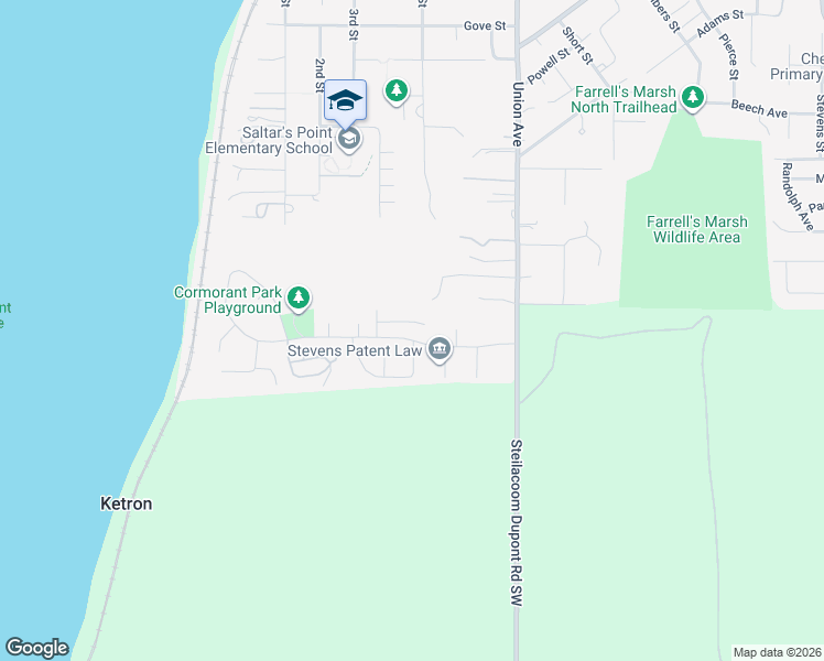 map of restaurants, bars, coffee shops, grocery stores, and more near 407 Keach Loop in Steilacoom