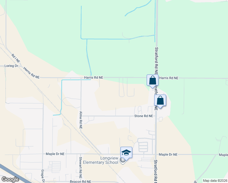 map of restaurants, bars, coffee shops, grocery stores, and more near 414 Road 3 Northeast in Moses Lake