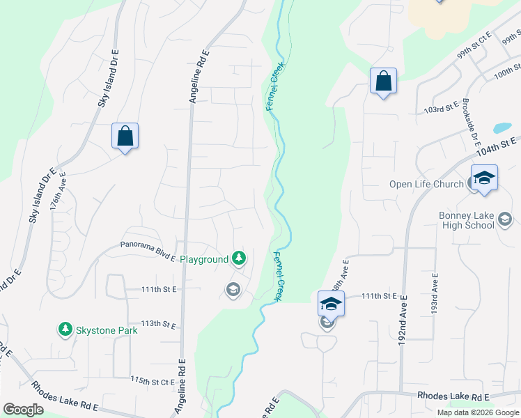 map of restaurants, bars, coffee shops, grocery stores, and more near 10902 185th Avenue East in Bonney Lake