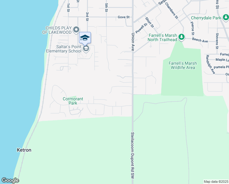 map of restaurants, bars, coffee shops, grocery stores, and more near 1310 Union Avenue in Steilacoom