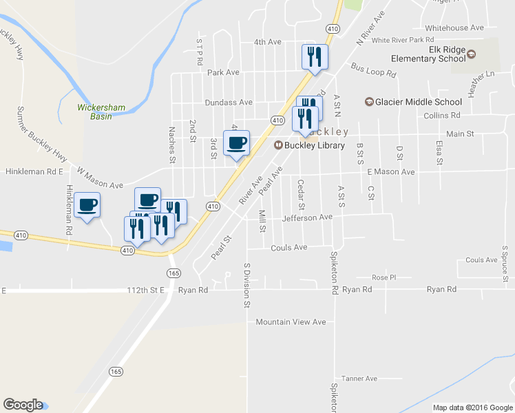 map of restaurants, bars, coffee shops, grocery stores, and more near 269 Mill Street in Buckley