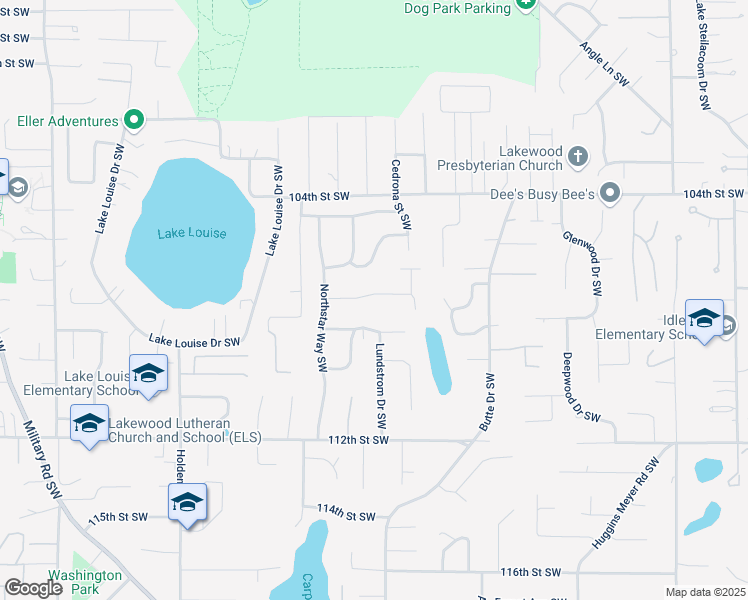 map of restaurants, bars, coffee shops, grocery stores, and more near 9222 Westview Drive Southwest in Tacoma