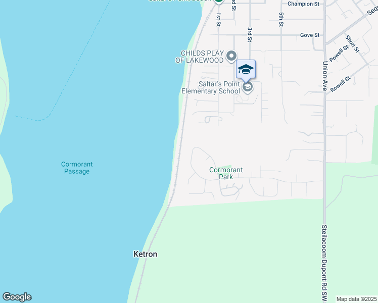 map of restaurants, bars, coffee shops, grocery stores, and more near 60 Chapman Loop in Steilacoom