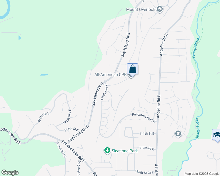 map of restaurants, bars, coffee shops, grocery stores, and more near 17603 106th Street East in Bonney Lake