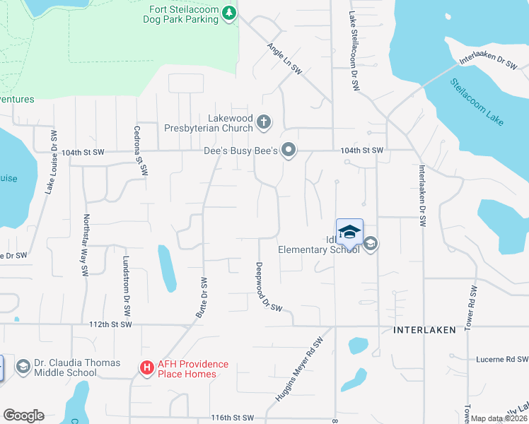 map of restaurants, bars, coffee shops, grocery stores, and more near 10709 Sherwood Drive Southwest in Tacoma