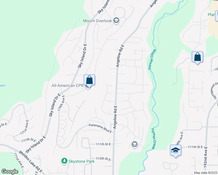 map of restaurants, bars, coffee shops, grocery stores, and more near 18001 105th Street Court East in Bonney Lake