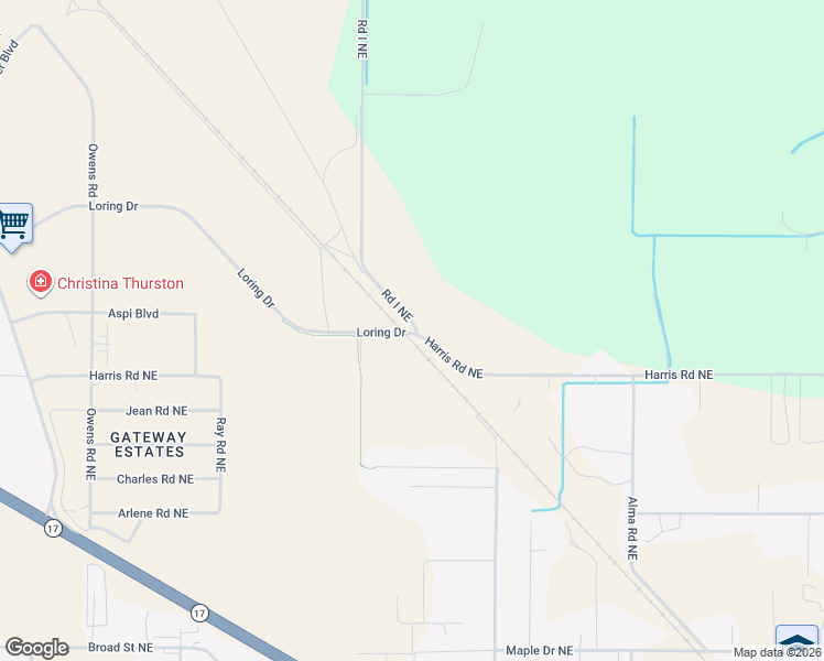 map of restaurants, bars, coffee shops, grocery stores, and more near 9160 Harris Road Northeast in Moses Lake