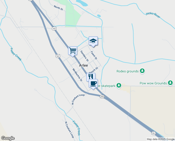 map of restaurants, bars, coffee shops, grocery stores, and more near 92524 U.S. 93 in Arlee