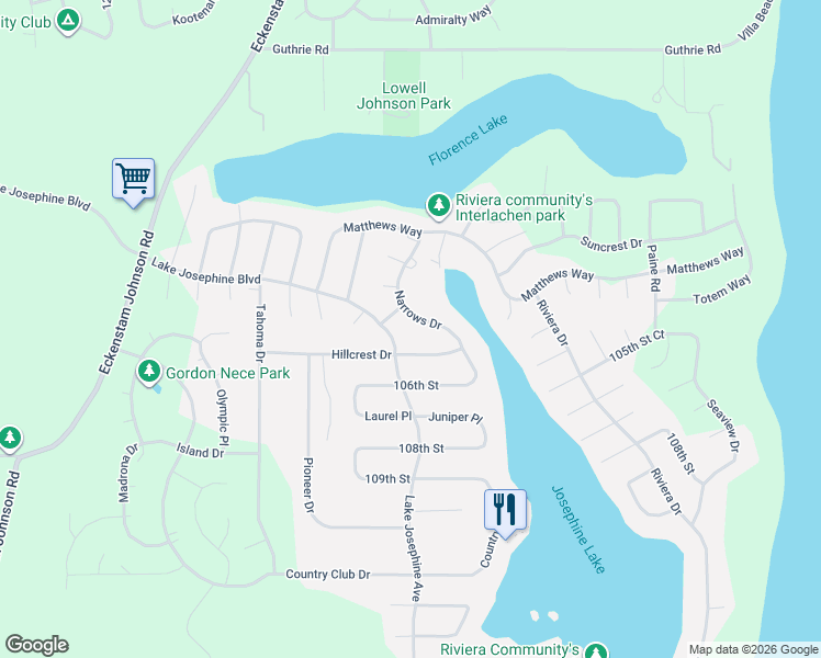 map of restaurants, bars, coffee shops, grocery stores, and more near 10308 Narrows Drive in Anderson Island