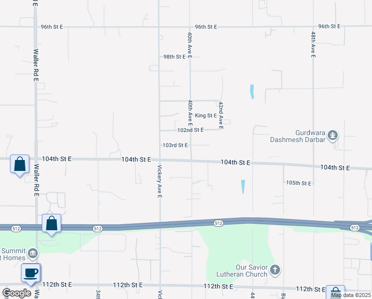 map of restaurants, bars, coffee shops, grocery stores, and more near 10302 40th Avenue East in Tacoma