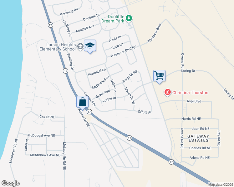 map of restaurants, bars, coffee shops, grocery stores, and more near 202 Daley Drive in Moses Lake
