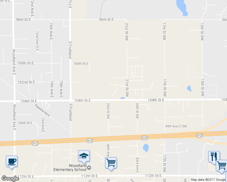 map of restaurants, bars, coffee shops, grocery stores, and more near 2920 22nd St Pl SW in Puyallup