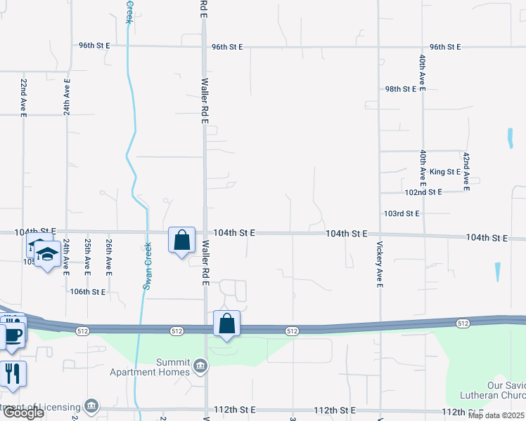 map of restaurants, bars, coffee shops, grocery stores, and more near 10310 34th Avenue East in Tacoma