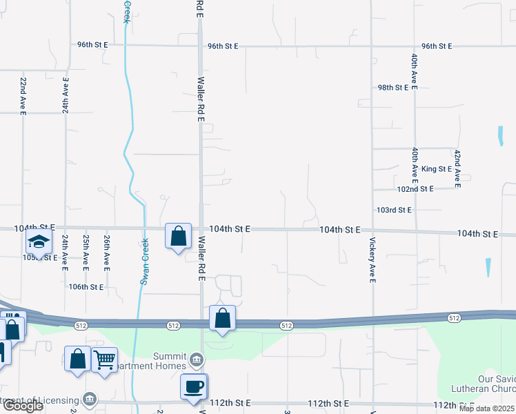 map of restaurants, bars, coffee shops, grocery stores, and more near 10310 34th Avenue East in Tacoma