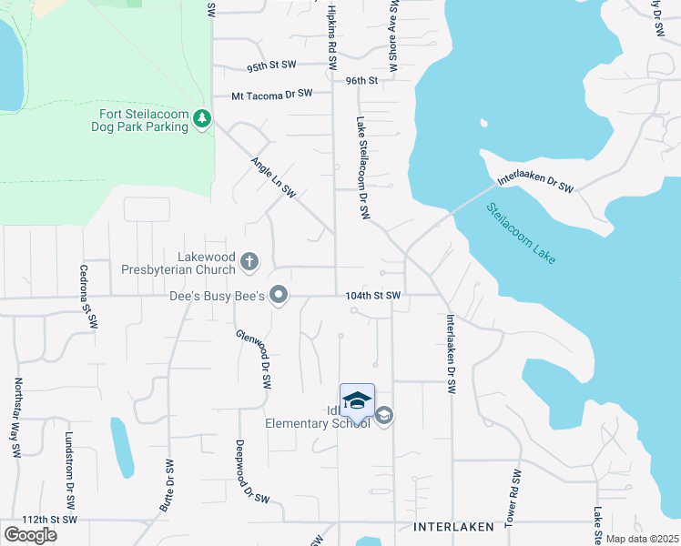 map of restaurants, bars, coffee shops, grocery stores, and more near 10203 Hipkins Road Southwest in Lakewood