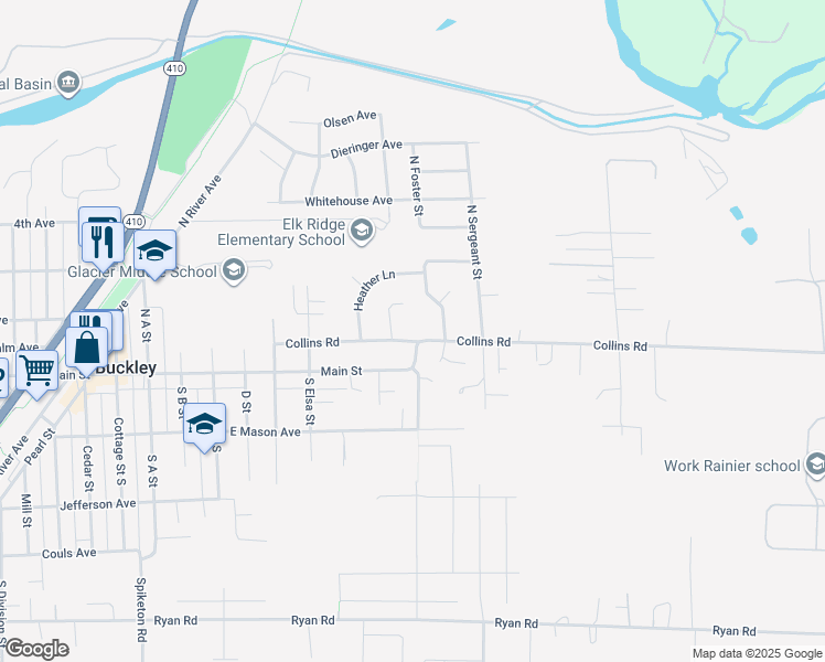 map of restaurants, bars, coffee shops, grocery stores, and more near 256 Shamrock Court in Buckley