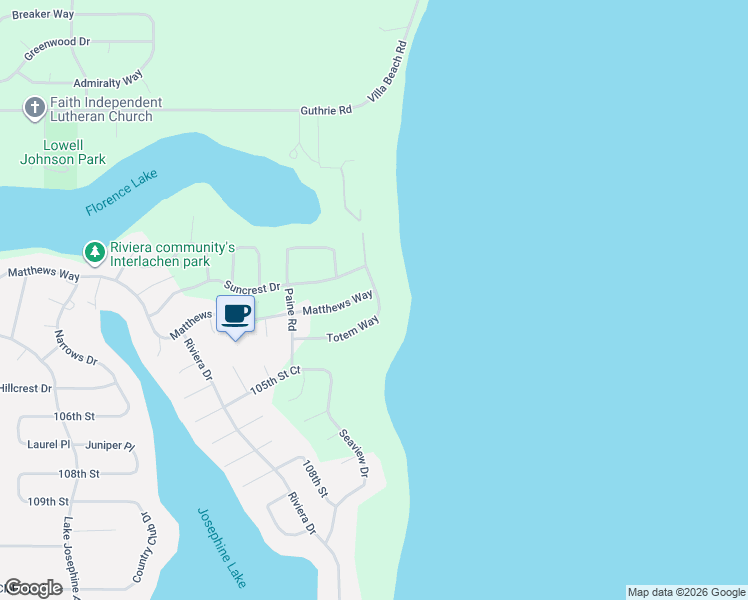 map of restaurants, bars, coffee shops, grocery stores, and more near 10126 Totem Way in Anderson Island