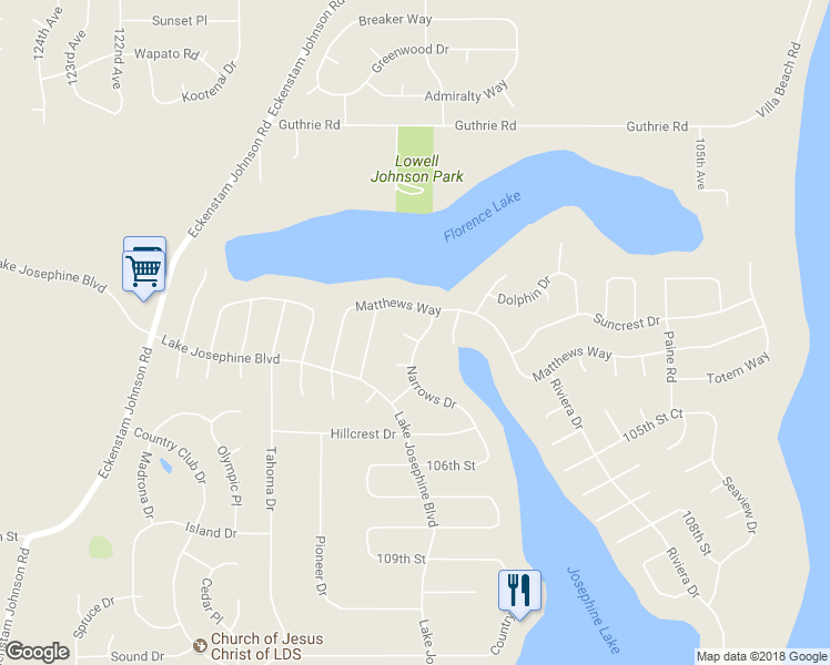 map of restaurants, bars, coffee shops, grocery stores, and more near 10202 Narrows Drive in Anderson Island