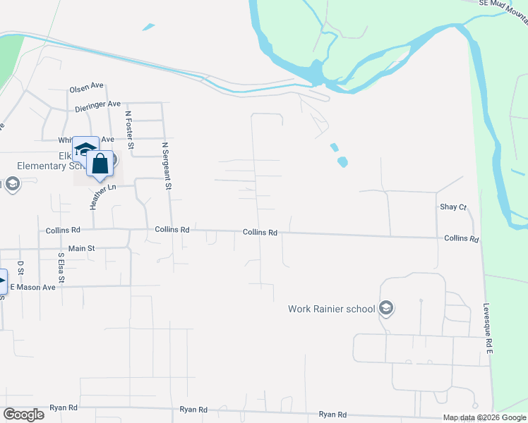 map of restaurants, bars, coffee shops, grocery stores, and more near 272 North McNeely Street in Buckley