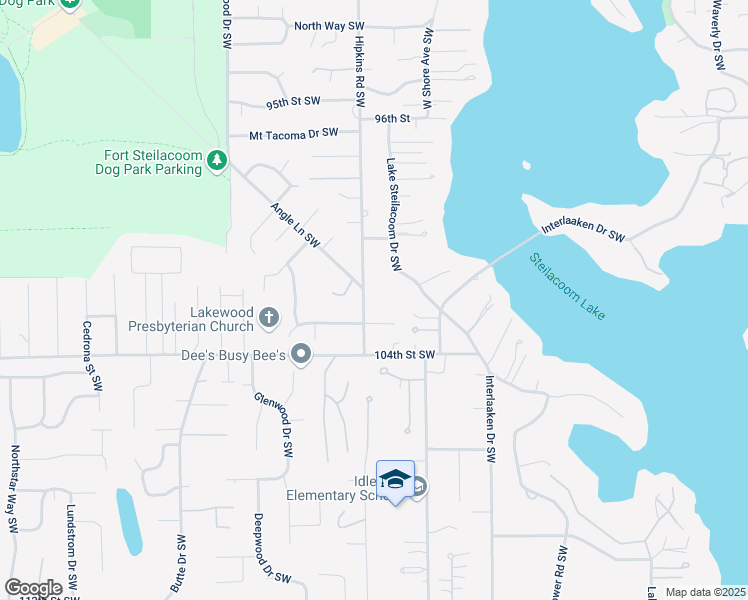 map of restaurants, bars, coffee shops, grocery stores, and more near 10203 Hipkins Road Southwest in Lakewood