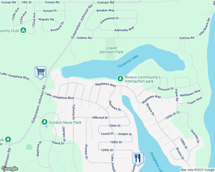 map of restaurants, bars, coffee shops, grocery stores, and more near 10202 Narrows Drive in Anderson Island