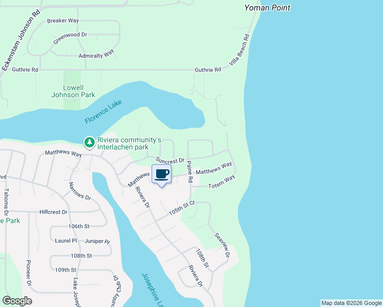 map of restaurants, bars, coffee shops, grocery stores, and more near 10516 Suncrest Drive in Anderson Island