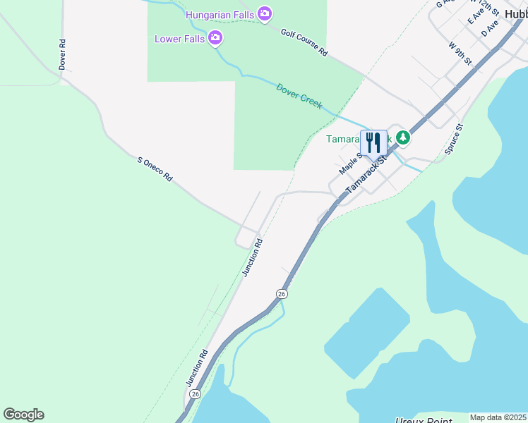 map of restaurants, bars, coffee shops, grocery stores, and more near Conglomerate Street in Hubbell