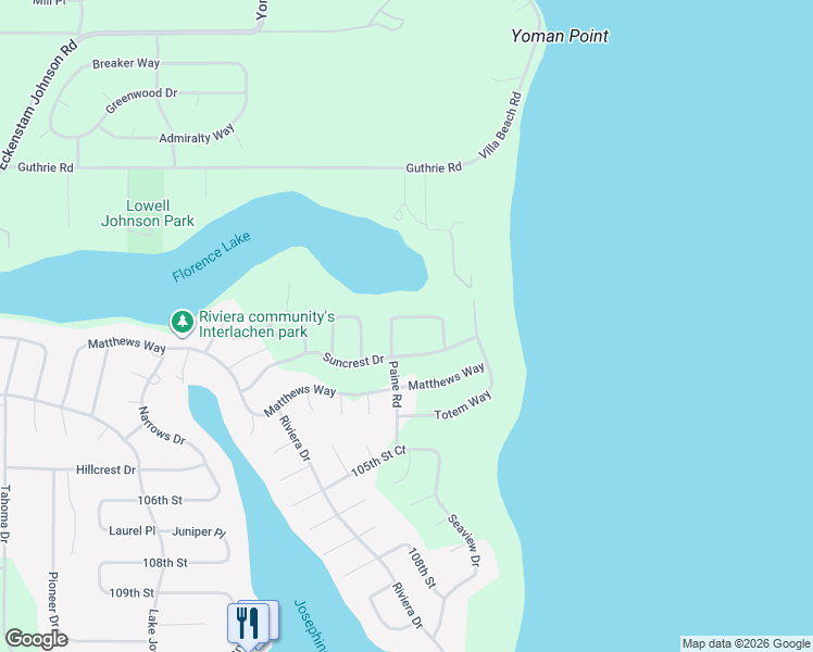 map of restaurants, bars, coffee shops, grocery stores, and more near 10511 100th Street Court in Anderson Island