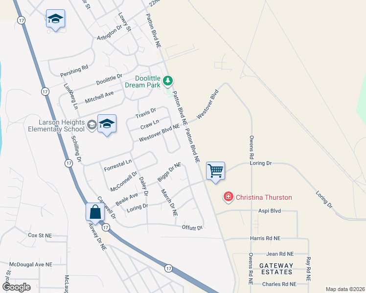 map of restaurants, bars, coffee shops, grocery stores, and more near 8956A Tinker Loop in Moses Lake