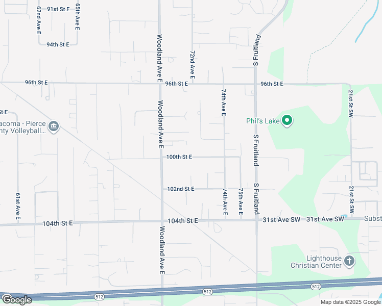 map of restaurants, bars, coffee shops, grocery stores, and more near 7123 100th Street East in Puyallup