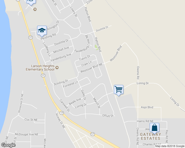 map of restaurants, bars, coffee shops, grocery stores, and more near 8964 Tinker Loop in Moses Lake