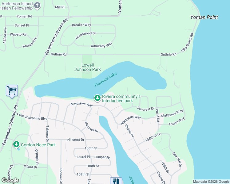 map of restaurants, bars, coffee shops, grocery stores, and more near 10921 Dolphin Drive in Anderson Island