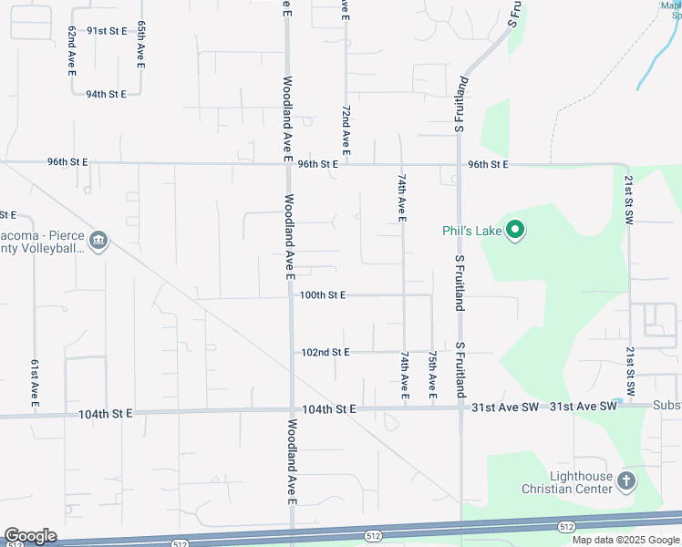 map of restaurants, bars, coffee shops, grocery stores, and more near 7123 100th Street East in Puyallup