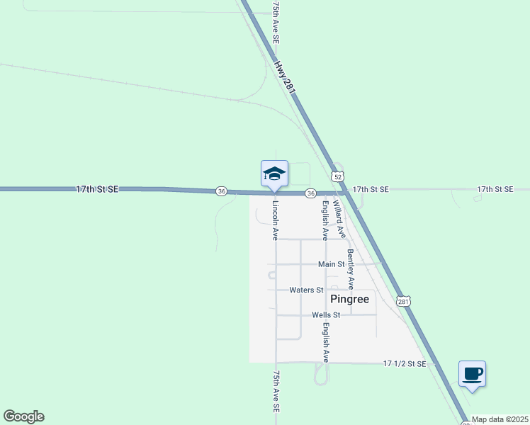 map of restaurants, bars, coffee shops, grocery stores, and more near 111 Lincoln Avenue in Pingree