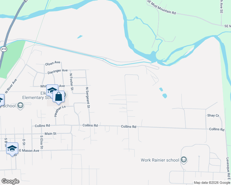 map of restaurants, bars, coffee shops, grocery stores, and more near 375 North McNeely Street in Buckley