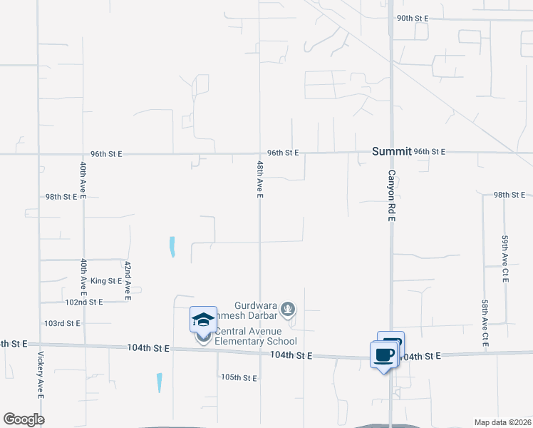 map of restaurants, bars, coffee shops, grocery stores, and more near 9811 48th Avenue East in Tacoma