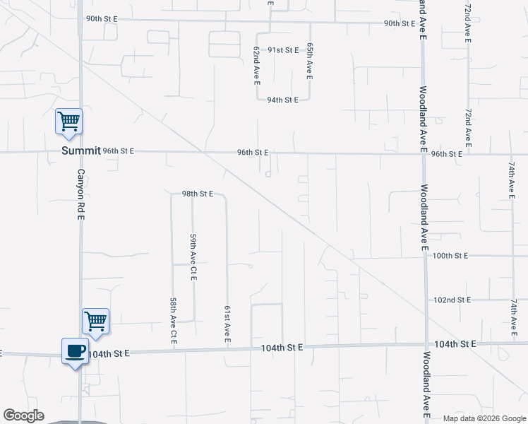 map of restaurants, bars, coffee shops, grocery stores, and more near 9815 62nd Avenue Court East in Puyallup