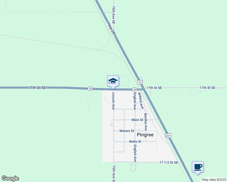 map of restaurants, bars, coffee shops, grocery stores, and more near 111 Lincoln Avenue in Pingree