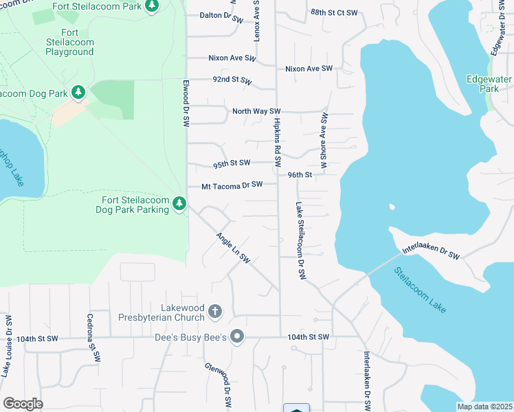 map of restaurants, bars, coffee shops, grocery stores, and more near 8323 97th Street Southwest in Lakewood