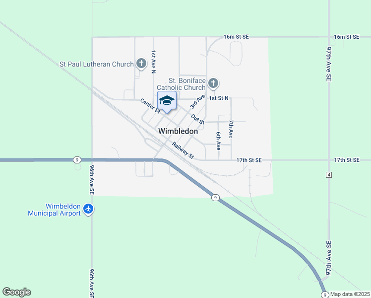 map of restaurants, bars, coffee shops, grocery stores, and more near 401 Railway Street in Wimbledon