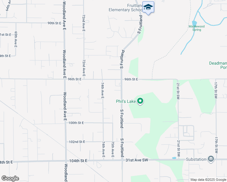 map of restaurants, bars, coffee shops, grocery stores, and more near 9704 South Fruitland in Puyallup
