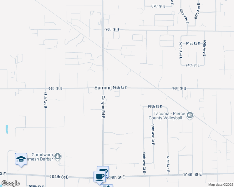 map of restaurants, bars, coffee shops, grocery stores, and more near 5514 96th Street East in Puyallup