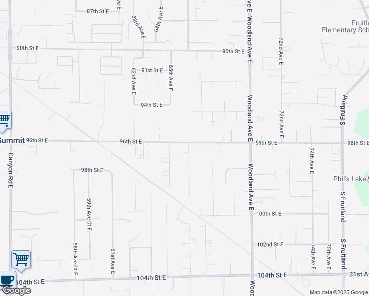 map of restaurants, bars, coffee shops, grocery stores, and more near 9705 66th Avenue East in Puyallup