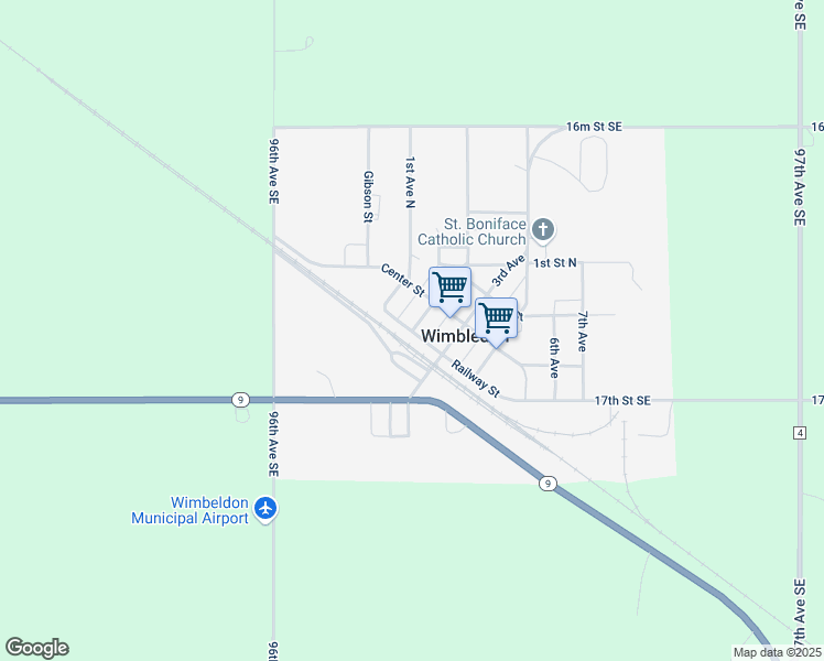 map of restaurants, bars, coffee shops, grocery stores, and more near 401 Railway Street in Wimbledon
