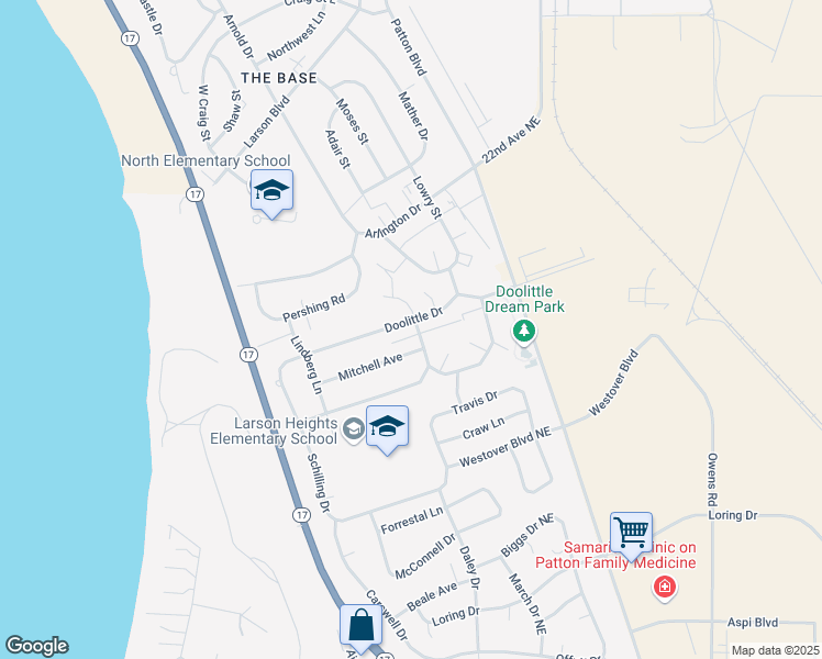 map of restaurants, bars, coffee shops, grocery stores, and more near 819 Cannon Lane in Moses Lake