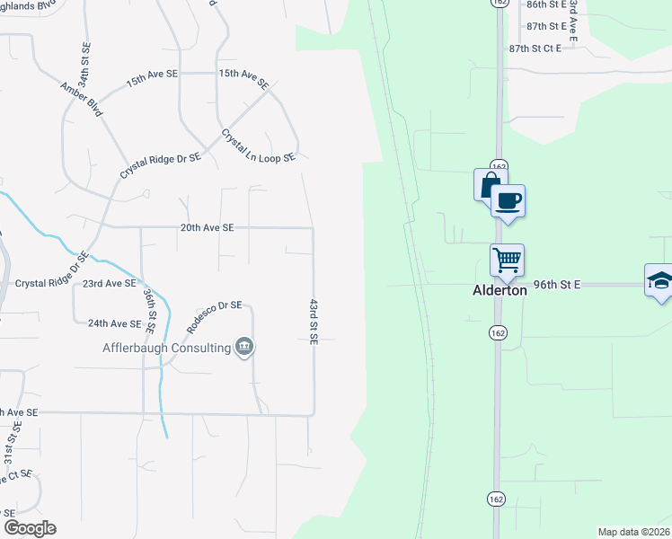 map of restaurants, bars, coffee shops, grocery stores, and more near 2205 43rd Street Southeast in Puyallup