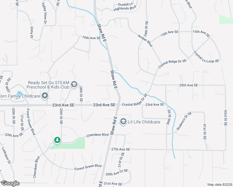 map of restaurants, bars, coffee shops, grocery stores, and more near 2208 Shaw Road East in Puyallup