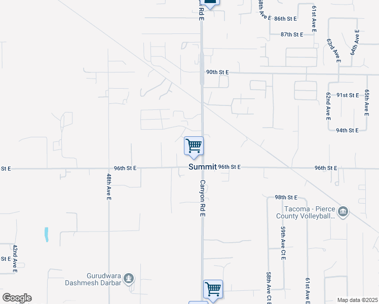 map of restaurants, bars, coffee shops, grocery stores, and more near 9508 Canyon Road East in Puyallup